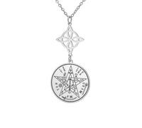EUEAVAN Witches Knot Tetragrammaton Pentagram Necklace Nudo De Bruja YHVH YHWH Yeshua Jehovah Pendant Solomon Wicca Amulet Religions Jewelry Wiccan Gift (witch knot 2, silver)