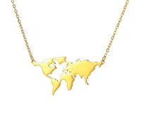 EUEAVAN World Map Necklace World Continents Earth Wanderlust Mother Earth Necklace Friendship Jewelry Long Distance Travel Gift Graduation Gift for Friends (gold)