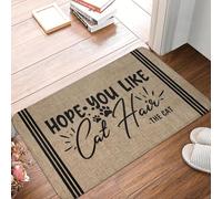 EUEKQOIB Hope You Like Cat Hair Humor Doormat Non Slip Bath Kitchen Mat Bedroom Balcony Door Floor Entrance Carpet Rug