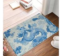 EUEKQOIB Magic Mountain Dragon Porcelain Bule Chinoiserie Doormat Kitchen Bathroom Mat Garden Garage Door Floor Entrance Carpet Rug