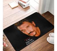 EUEKQOIB Personalized Cool Johnny Hallyday French Singer Doormat Mat Anti Slip Rock Music Kitchen Bath Toilet Rug Carpet