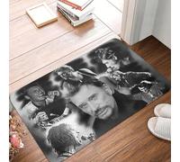EUEKQOIB Retro Rock Johnny Hallyday Doormat Mat Anti Slip French France Singer Kitchen Bath Toilet Rug Carpet