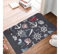 EUEKQOIB Sailor's Odyssey Nautical Charm Pattern Anti slip Doormat Floor Mat Rug Kitchen Entrance Home Bathroom Footpad