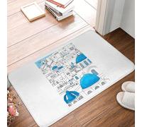 EUEKQOIB Santorini Blue and White Paradise Non slip Doormat Floor Mat Carpet Rug Kitchen Entrance Home Living room Footpad