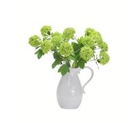 EUEUZLT Artificial Snowball Viburnum Flowers 4 Stems - 70cm Hydrangea-Like Blooms with 3 Realistic 8cm Flower Heads, 7 Colors for Year-Round Home Wedding Decor (Green)
