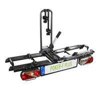EUFAB 12012LASON Poker-F Plus Bicycle Carrier Exclusive on Amazon with Lockable Frame Holders, E-Bike Suitable, Fully Pre-Assembled, for 2 Bikes, for Tow Bar, Black