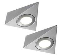 eufeifeiegds 2-Piece 3W LED Under Cabinet Spot Lights Driver Kit Stainless Steel Warm White Kitchen Worktop Countertop Cupboard(Warm White,230V AC)