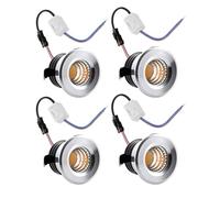 eufeifeiegds 4x 110V 230V Recessed LED Spotlight Down Light COB 3W with Power Supply for 30mm Hole Cabinet Bathroom Mirror(Silver Shell,WARM WHITE 3000K_AC 85-265V)