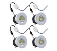 eufeifeiegds 4x 110V 230V Recessed LED Spotlight Down Light COB 3W with Power Supply for 30mm Hole Cabinet Bathroom Mirror(White Shell,WHITE 6000K_AC 85-265V)