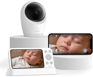 eufy Baby Monitor with E21 Camera, 4K UHD, 5 Inch Display (720p), Hybrid/Offline Wi-Fi Mode, App Control and Monitor, Swivel and Tilt, 8x Zoom, Camera