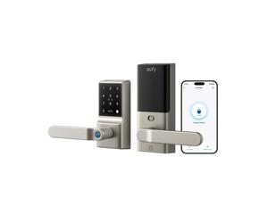 eufy C33 Smart Lever Lock: Fingerprint Keyless Entry, Wi-Fi App Control, Auto-Lock, IP53 Waterproof, Nickel Finish (T85L0)