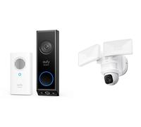 Eufy E340 2K Dual Camera Smart Video Doorbell 8 GB Storage & Floodlight E30 2K WiFi Security Camera Bundle, Black