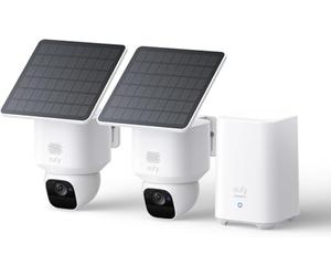 eufy eufyCam Solo E30, Pack of 2 Solar Surveillance Camera with HomeBase S280, 360° Pan, AI Tracking, 2K Quality, Wireless, eufy Outdoor Security Camera, Without Monthly Subscription Costs