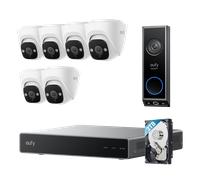 eufy PoE NVR CCTV Security System E41 (6 PoE Cam E41 Kit) + Video Doorbell E340 (Wi-Fi Connection) + 2 TB HDD