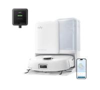 eufy Robot Vacuum Omni E25 white with Floor Cleaning Solution Black