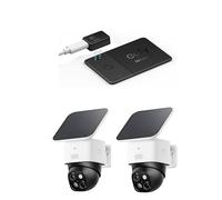eufy Security Camera Outdoor Solar Security Camera Outdoor Wireless 2Pack, with SmartTrack Card E30 (Black, 1-Pack),3K Home Security Camera, 360° Surveillance, 2.4 GHz Wi-Fi, HomeBase S380 Compatible,