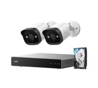 eufy Security PoE NVR CCTV Camera Systems, 2X4K Bullet Cams, Wired Outdoor Cam, 4K UHD, 122° FOV, Colour Night Vision, 24/7 Recording, AI Detection, Red & Blue Lights, 8 Channel NVR, 2TB HDD, IP67