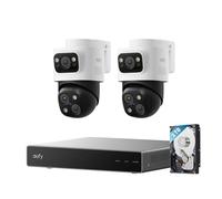 eufy Security PoE NVR CCTV Camera Systems,2x4K UHD Triple-Lens Bullet-PTZ Cam with 2TB Hard Drive, 360° Coverage, Smart Video Finder, Cross-Cam Tracking, Red & Blue Lights, 24/7 Recording, IP65