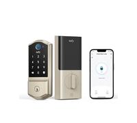 eufy Security Smart Lock C220, Fingerprint Keyless Entry Door Lock, Built-in Wi-Fi, App Remote Control, Front Door Smart Lock Deadbolt, 8Months Battery, Reliable Power, IP53, Nickel, Traditional