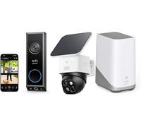 eufy Security SoloCam S340 Dual Cameras Solar Security Camera and S380 HomeBase Video Doorbell E340 Dual Cameras with Delivery Guard 2K Full HD Wireless Video Doorbell Camera