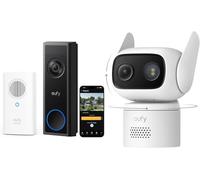 eufy Security Video Doorbell Camera Wireless C31 with Chime, with eufy Wired Cam C31,360° Pan/Tilt,Outdoor Camera,Indoor Cameras House Security,Dual Antenna,Colour Night Vision