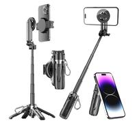 EUG-PRODUCTS Selfie Stick with Removable Mobile Phone Holder, 41.5 cm Extendable Mobile Phone Tripod with Remote Control, 360° Rotating Tripod Stand for iPhone, Samsung and Android Smartphones (Black)