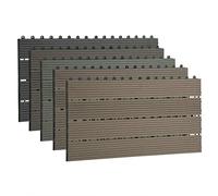 EUGAD 12 x WPC Interlocking Decking Tiles 30x60cm 2m² Anthracite Water Resistant Wood Plastic Composite Deck Floor Tiles