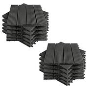 EUGAD 22 x WPC Interlocking Decking Tiles 30x30cm 2m² Water Resistant Composite Deck Floor Tiles Anthracite