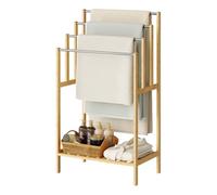 EUGAD Bathroom Towel Rack Ladder 4 Steel Rails Bamboo Shelf 50x30x90cm | Moisture-resistant, space-saving, quick-drying, for bathroom, laundry, bedroom, hallway, easy assembly