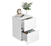 EUGAD Bedside Table, White Nightstand with 2 Drawers, High Gloss Surface, 40x40x58 cm, for Bedroom/Living Room, 0182ZZ