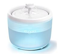 EUGAD Cat Water Fountain 2L, Pet Fountain for Cats, Dogs, with Cordless Pump, Separate Charging Base, 4x Filtration, LED Low Water Warning Light, 30dB, BPA-Free, DC Power, Translucent White, 0003YSJ