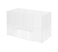 EUGAD Pet Playpen 2-tier Plastic Playpen with 2 Door, 22 Panels 45x35cm DIY Plastic Enclosure Cage, Indoor Run for Hamsters, Rabbits, Hedgehogs, Guinea Pigs 145x75x95cm, White