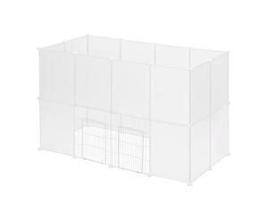 EUGAD Pet Playpen 2-tier Plastic Playpen with 2 Door, 22 Panels 45x35cm DIY Plastic Enclosure Cage, Indoor Run for Hamsters, Rabbits, Hedgehogs, Guinea Pigs 145x75x95cm, White