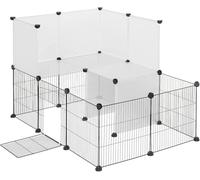 EUGAD Pet Playpen 2-tier Rabbit Run with Door, DIY Small Animal Playpens 20 Panels 35x35cm, Modular Pet Enclosure Fence for Small Animals, Rabbits Exercise Fence,Guinea Pig Cage 107x72x72cm