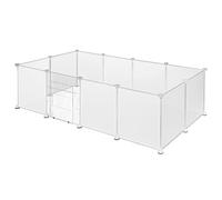 EUGAD Pet Playpen, Plastic Playpen with Door, 12 Panels 45x35cm DIY Plastic Enclosure Cage, Indoor Run for Hamsters, Rabbits, Hedgehogs, Guinea Pigs 145x75x46cm, White