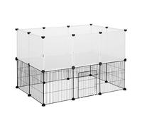 EUGAD Pet Playpen,Rabbit Run with Door, DIY Small Animal Playpens 20 Panels | Metal Mesh and Plastic, 2 Levels Modular Pet Enclosure Fence for Small Animals,Rabbits, Guinea Pig Run 107x72x72cm