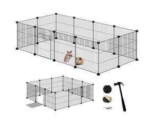 EUGAD Pet Playpen, Rabbit Run with Door, Modular Playpen for Small Animals,Encrypted Wire Mesh Panels 1.5cm Wire Spacing, DIY Metal Pet Fence for Rabbit,Hamster,Guinea Pig,Turtle,Hedgehog