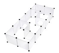 EUGAD Pet Playpen with Hobby Hole, Small Animal Enclosure, DIY Plastic Playpen Cage, Indoor Enclosure Exercise Fence Run for Hamsters, Rabbits, Hedgehogs, Guinea Pigs 175x70x35 cm, White