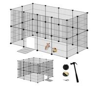 EUGAD Rabbit Run 2-Floor Metal Pet Playpen with Door,Encrypted Wire Mesh Cages Indoor 24 Panels DIY Metal Pet Fence for Puppy,Rabbit,Kitten,Hamster,Guinea Pig,Turtle,Hedgehog.Black 142x72x72CM