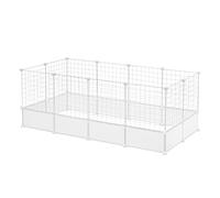 EUGAD Rabbit Run, Guinea Pig Run, DIY Small Animal Cage Playpen, White 142x71x53cm