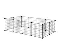 EUGAD Rabbit Run Modular Pet Playpen for Small Animals, DIY Metal Pet Fence Indoor 12 Panel Wire Mesh 4cm Spacing, Enclosure for Puppy, Rabbit, Hamster, GuineaPig,Hedgehog Black 142x72x36CM
