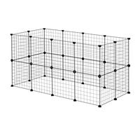 EUGAD Rabbit Run,Modular Playpen for Small Animals,DIY Metal Pet Fence Indoor Wire Mesh Cages 24 Panel 4cm Spacing,Enclosure for Puppy,Rabbit,Kitten,Hamster,GuineaPig,Hedgehog Black 142x72x72CM