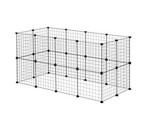 EUGAD Rabbit Run,Modular Playpen for Small Animals,DIY Metal Pet Fence Indoor Wire Mesh Cages 24 Panel 4cm Spacing,Enclosure for Puppy,Rabbit,Kitten,Hamster,GuineaPig,Hedgehog Black 142x72x72CM