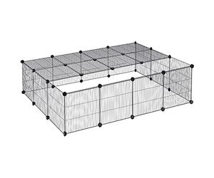EUGAD Rabbit Run, Pet Playpen with Cover,Indoor/Outdoor DIY Metal Pet Fence | 22 Panels 35x35cm, Encrypted Metal Wire Cages for Puppy,Rabbit,Kitten,Hamster,GuineaPig,Turtle,Hedgehog, Small Pet Play Pen