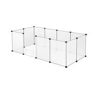 EUGAD Rabbit Run Plastic, Hamster Playpen, Pet Fence DIY Pet Playpen with Door, Small Animal Enclosure, Indoor Run for Hamsters, Rabbits, Hedgehogs, Guinea Pigs 143x75x46 cm, White