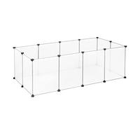 EUGAD Rabbit Run Transparent, Pet Playpen, Small Animal Enclosure | 12 Plastic Panels 45x35cm, DIY Hamster Cage, Indoor Run for Hamsters, Rabbits,Hedgehogs,Guinea Pigs 145x75x46cm