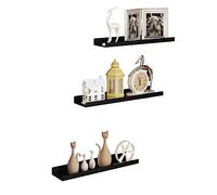 EUGAD Set of 3 Floating Shelves, Black Metal 40cm, Wall Mounted Shelves Industrial Style, Wall Picture Ledge for for Living Room, Bedroom, Bathroom, Kitchen