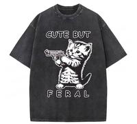 EUgangdiude Whimsical Animal Print T-Shirts Playful Cat and Duck Designs