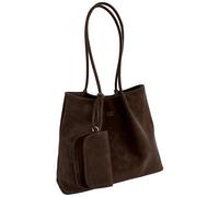 Eugelrom Women's Shopper Bag - Large Tote Bag Made of Soft PU Leather with Suede Look in Dark Brown with Magnetic Closure & Inner Pocket - for Work, Office, School & Shopping