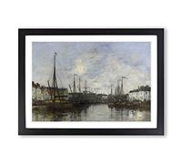 Eugene Boudin Brussels Harbour Framed Print | A2 Oak Framed Wall Art | Ready to Hang | Modern Nature Picture | Living Room Bedroom Lounge Office